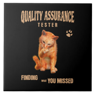 Azulejo De Cerâmica QA Tester Cat Humor