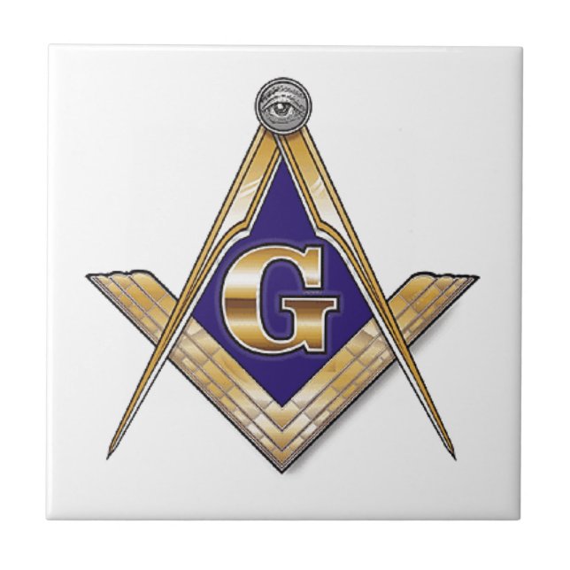 Azulejo De Cerâmica Quadrado azul discreto & compassos (Frente)