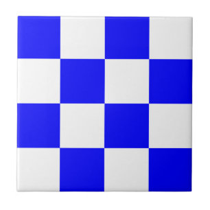 Azulejo De Cerâmica Quadrado Checkered branco azul de NOVEMBRO