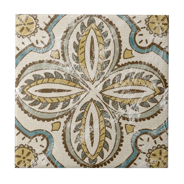 Azulejo De Cerâmica Quadrado de Batik não embelezado III (Frente)