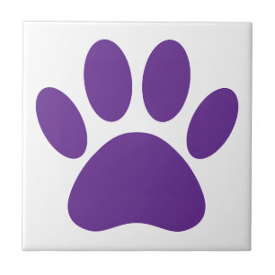 Azulejo De Cerâmica Quadrado de Pegada de Cachorro Roxo