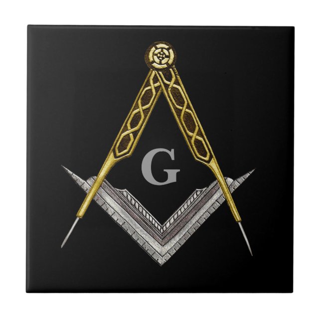 Azulejo De Cerâmica Quadrado e compasso tirados mão (Frente)