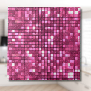 Azulejo De Cerâmica Quadrado Estilo Disco Rosa Neon Valentão da Moda