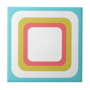 Azulejo De Cerâmica Quadrado Retro Azul Branco Laranja Verde