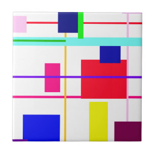 Azulejo De Cerâmica Quadrado vermelho abstrato geométrico