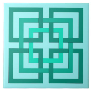 Azulejo De Cerâmica Quadrados, Aqua e turquesa geométricos modernos