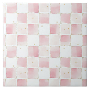Azulejo De Cerâmica Quadrados brancos cor-de-rosa