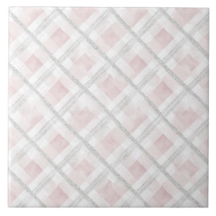 Azulejo De Cerâmica Quadrados Brilhantes Prateados Brancos Rosa