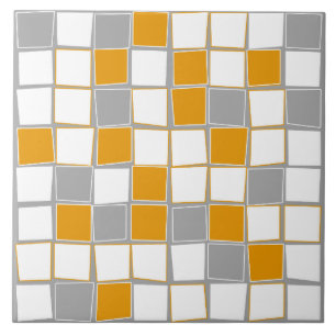 Azulejo De Cerâmica Quadrados, cinzas, branco, amarelo-mostarda, moder