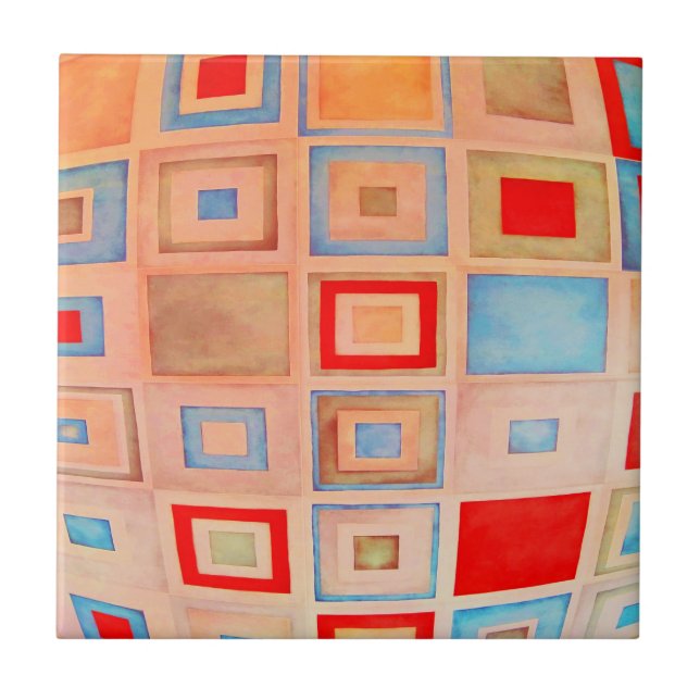 Azulejo De Cerâmica Quadrados coloridos (Frente)