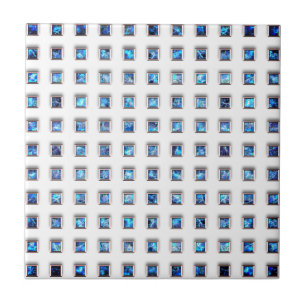 Azulejo De Cerâmica Quadrados de Gemstone Azul - Joias Prateadas Bonit