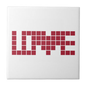 Azulejo De Cerâmica Quadrados de letras de amor vermelho fofo