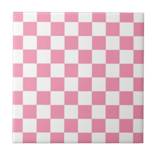 Azulejo De Cerâmica Quadrados De Verificação Cor-De-Rosa E Branco