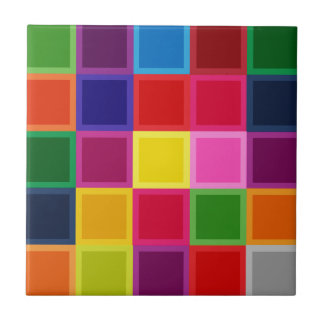 Azulejo De Cerâmica Quadrados e Stripes Multicoloridos Girly