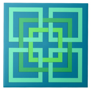 Azulejo De Cerâmica Quadrados geométricos modernos, Aqua, cerceta,
