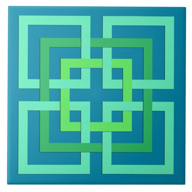 Azulejo De Cerâmica Quadrados geométricos modernos, Aqua, cerceta, (Frente)