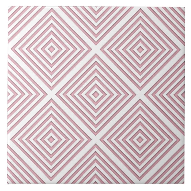 Azulejo De Cerâmica Quadrados Geométricos Rosa (Frente)