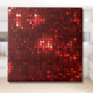 Azulejo De Cerâmica Quadrados no Estilo Disco Vermelho Padrão de Dia d