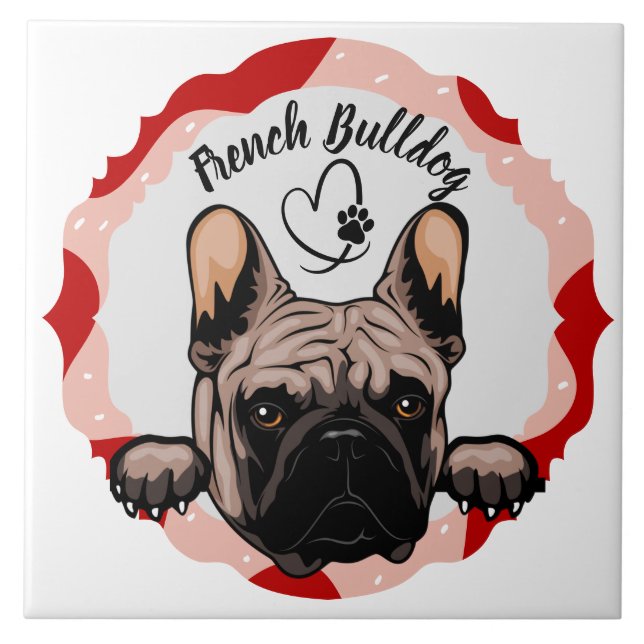 Azulejo De Cerâmica Quadro de fotos personalizado do Bulldog Francês (Frente)