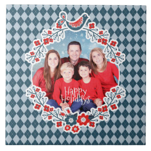 Azulejo De Cerâmica Quadro De Natal Adicionar Sua Foto De Pássaro De 