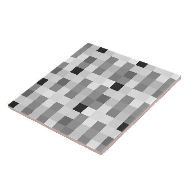 Azulejo De Cerâmica Quadro de Verificação Branco Preto Moderno (Lateral)