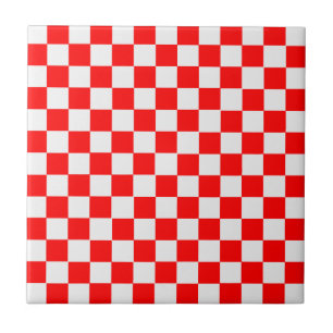 Azulejo De Cerâmica Quadro de Verificação Clássico Vermelho e Branco p