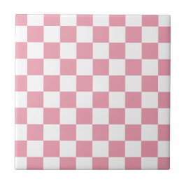 Azulejo De Cerâmica Quadro de verificação cor-de-rosa rosa
