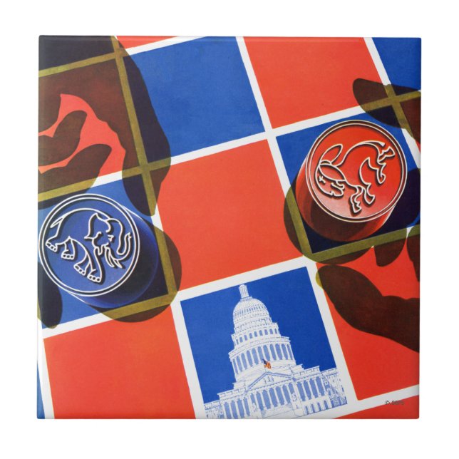 Azulejo De Cerâmica Quadro de Verificação de Eleições (Frente)