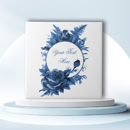 Azulejo De Cerâmica Quadro Floral Azul Porcelana