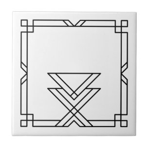 Azulejo De Cerâmica Quadro Geométrico Simples de Deco de Arte Elegante