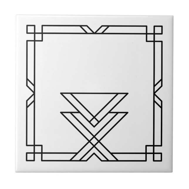 Azulejo De Cerâmica Quadro Geométrico Simples de Deco de Arte Elegante (Frente)