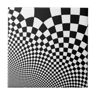 Azulejo De Cerâmica Quadro retrorreflector distorcido de polo em preto