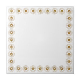 Azulejo De Cerâmica Quadro Simples Dourado do Medallion Starburst