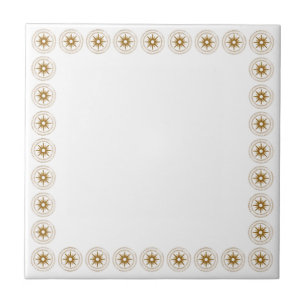 Azulejo De Cerâmica Quadro Simples Dourado do Medallion Starburst