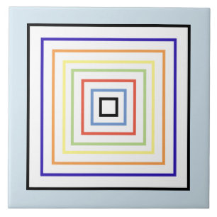 AZULEJO DE CERÂMICA  QUADROS MÚLTIPLOS DE COR NO FUNDO AZUL PÁLIDO