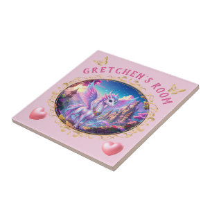 Azulejo De Cerâmica Quarto da Menina do Dragão Rosa Mágico