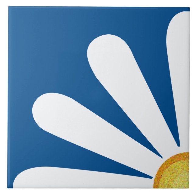 Azulejo De Cerâmica Quarto de uma flor margarida (Frente)