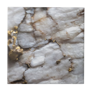 Azulejo De Cerâmica Quartzo branco com vear Dourado
