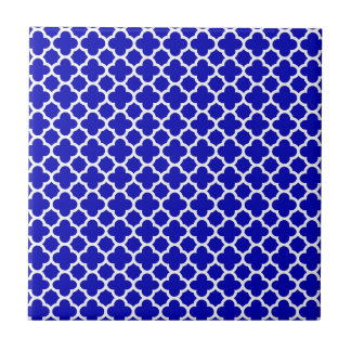 Azulejo De Cerâmica Quatrefoil branco azul