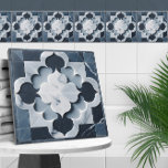 Azulejo De Cerâmica Quatrefoil Cinza e Platina marroquinos<br><div class="desc">Quatrefoil Cinza e Platina marroquinos</div>