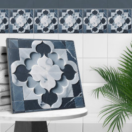 Azulejo De Cerâmica Quatrefoil Cinza e Platina marroquinos