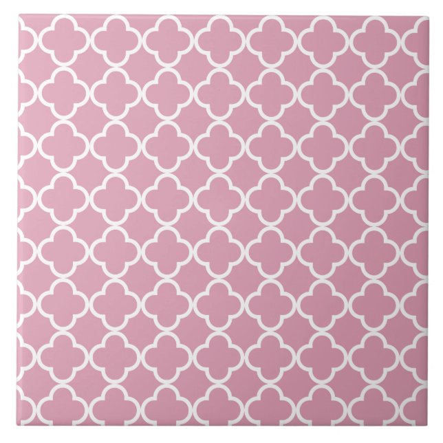 Azulejo De Cerâmica Quatrefol branco rosa (Frente)