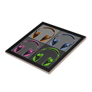 Azulejo De Cerâmica Quatro Fones de Ouvido Pop Art