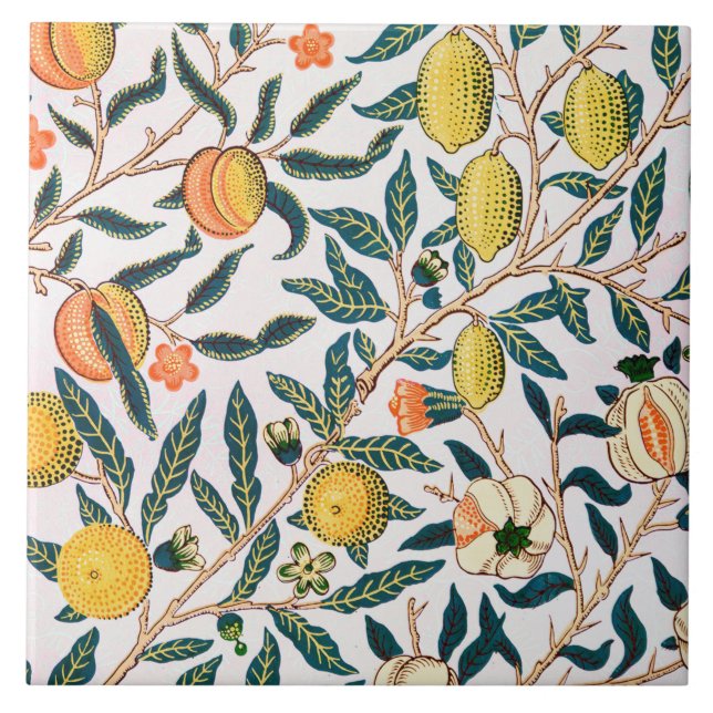 Azulejo De Cerâmica Quatro Frutas, William Morris (Frente)