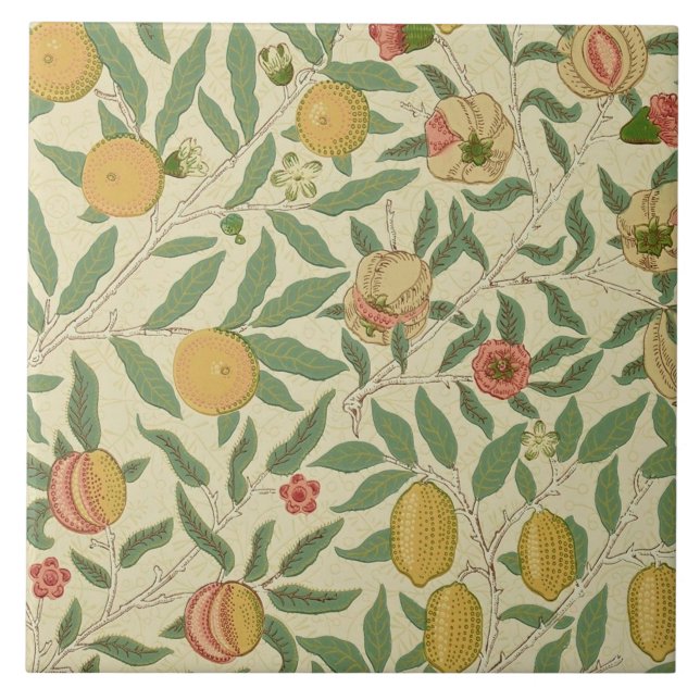 Azulejo De Cerâmica Quatro Frutas, William Morris (Frente)