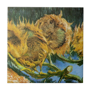 Azulejo De Cerâmica Quatro Girassóis Cortados por Vincent van Gogh