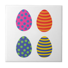 Azulejo De Cerâmica Quatro Ovos de Páscoa Coloridos
