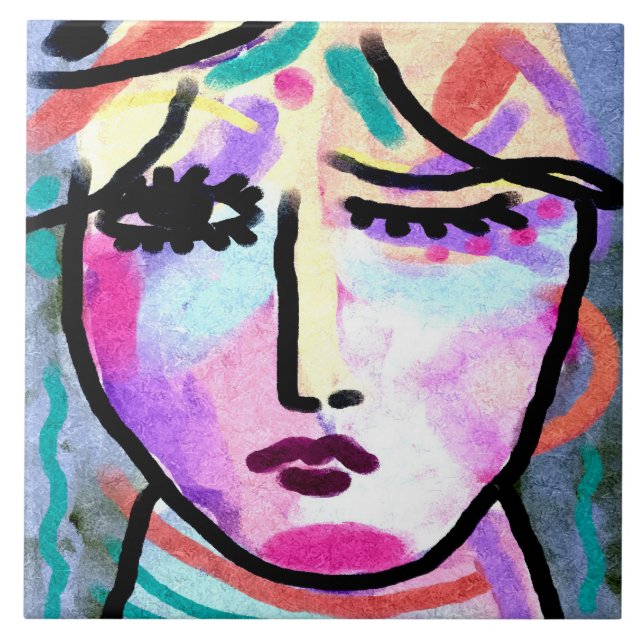 Azulejo De Cerâmica Que pintura digital de Abstrato (Frente)