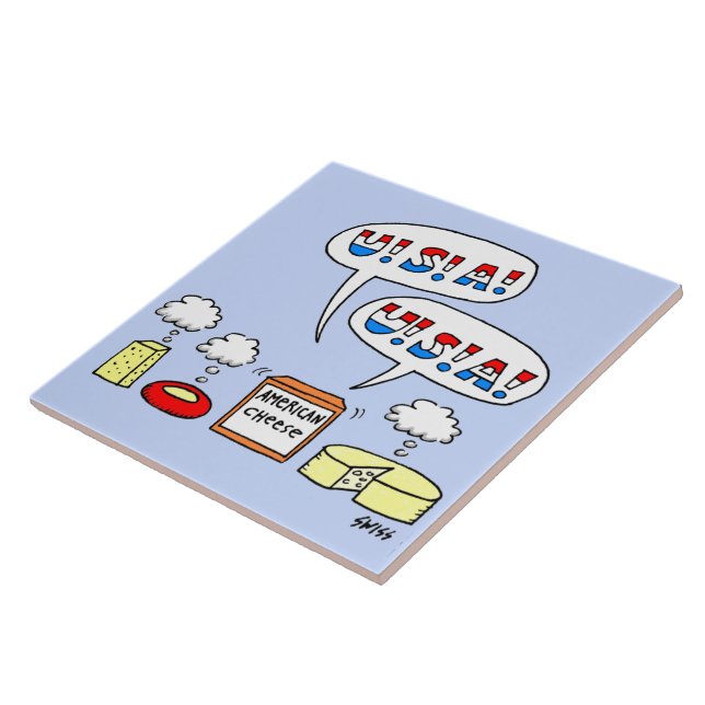 Azulejo De Cerâmica Queijo Americano Patriótico Humorístico (Lateral)