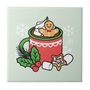 Azulejo De Cerâmica Quente quente com a queda de neve chamada de cacau